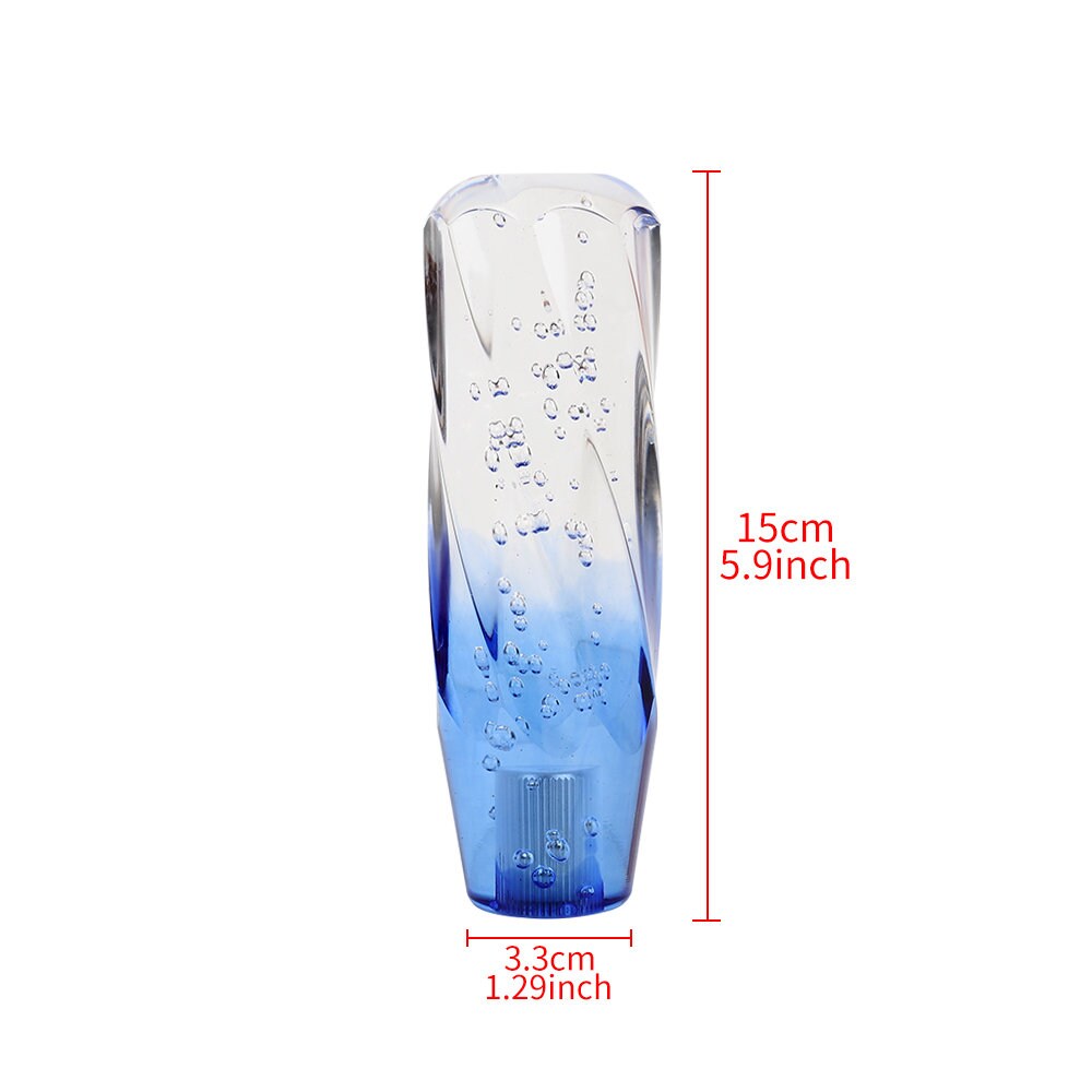 Brand New Universal 15CM VIP 150mm Transparent Manual Clear / Blue Twist Crystal Bubble Racing Gear Shift Knob