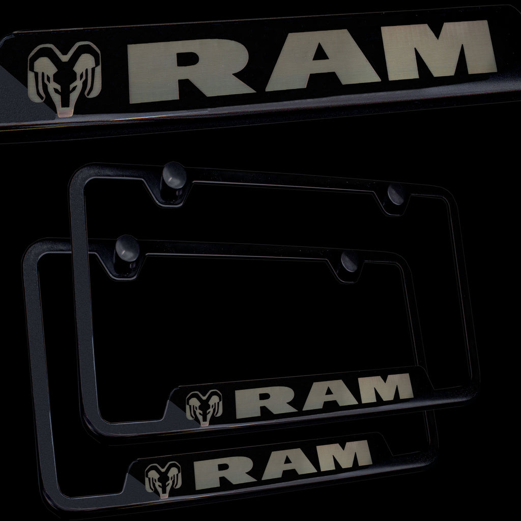 Brand New 2PCS Dodge Ram Black Stainless Steel License Plate Frame Officially Licensed Products