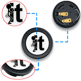 Brand New Universal Jdm Anime Fck it Hentai Car Horn Button Black Steering Wheel Center Cap