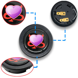 Brand New Universal Devil Heart Hentai Car Horn Button Black Steering Wheel Center Cap
