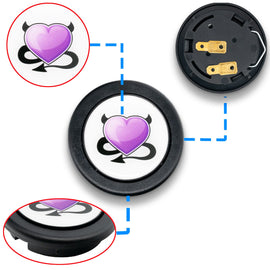 Brand New Universal Devil Heart Anime Hentai Car Horn Button Black Steering Wheel Center Cap