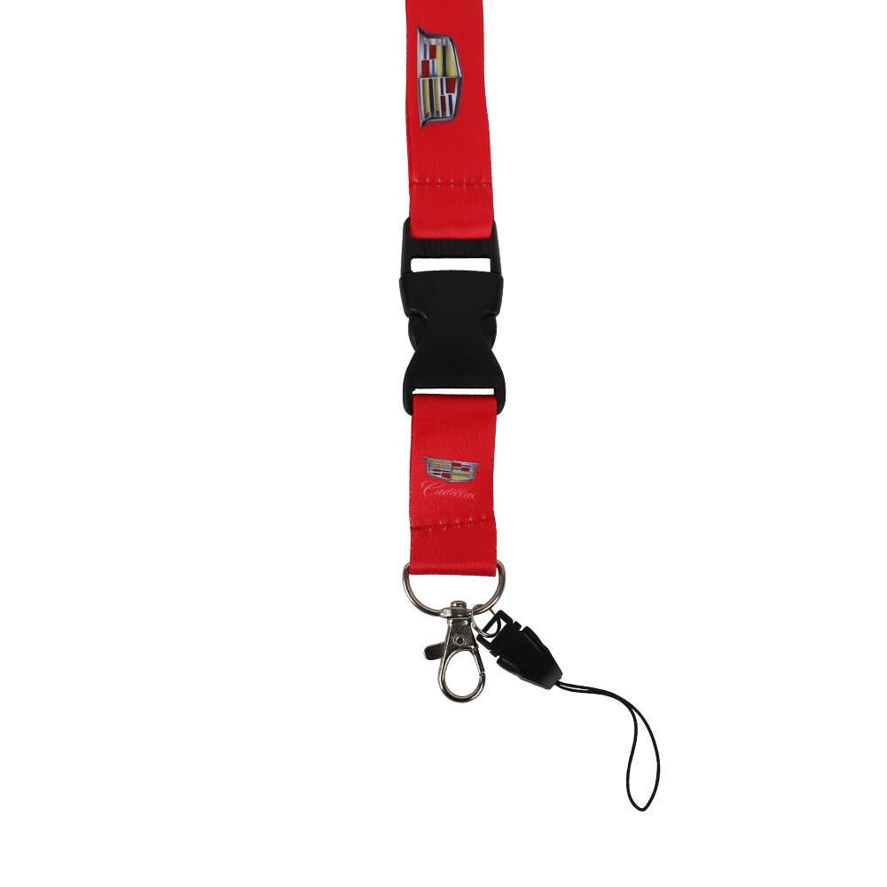Brand New Jdm Cadillac Racing Red Double Sided Printed NYLON Lanyard Neck Strap KeyChain Quick Release