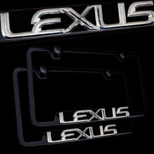 Load image into Gallery viewer, Brand New 2PCS Official Licensed Product Lexus 3D Black Stainless Steel License Plate Frame - GF.LEX.CB