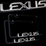 Brand New 2PCS Official Licensed Product Lexus 3D Black Stainless Steel License Plate Frame - GF.LEX.CB