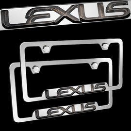 Brand New 2PCS Official Licensed Product Lexus 3D Chrome Stainless Steel License Plate Frame - GF.LEX.PC
