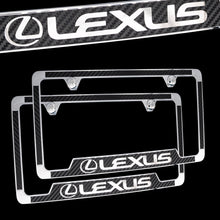 Load image into Gallery viewer, Brand New 2PCS Official Licensed Product Lexus Carbon Fiber Stainless Steel License Plate Frame
