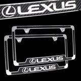 Brand New 2PCS Official Licensed Product Lexus Carbon Fiber Stainless Steel License Plate Frame