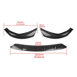 Brand New 3PCS 2019-2023 Bmw 3-Series G20 M340I M-SPORT Carbon Fiber Front Bumper LIP FIT