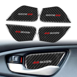 Brand New 4PCS Real Carbon Fiber MUGEN Inner Door Handle Bowl Cover Trim For Honda Civic 2016-2021