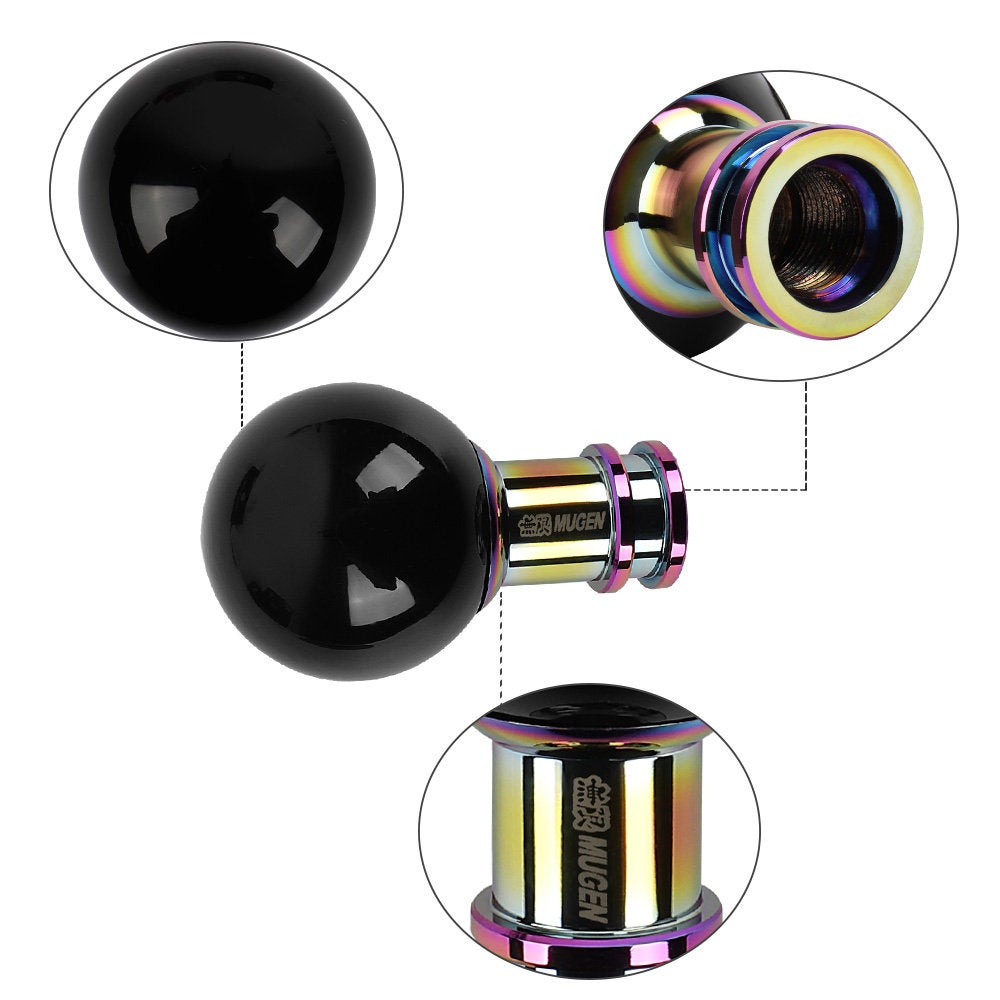 Brand New Mugen Universal Jdm Round Ball Black Manual Car Racing Gear Shift Knob Shifter M12 M10 M8