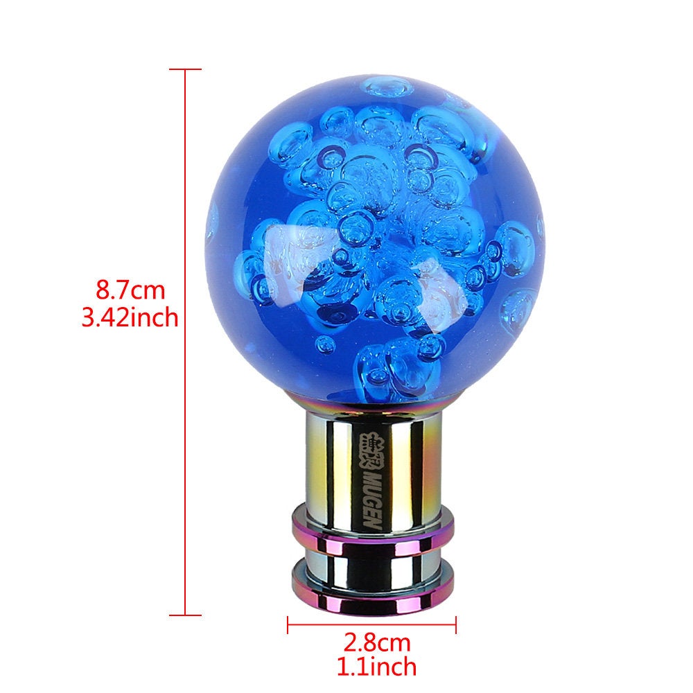Brand New Mugen Universal Jdm Round Ball Crystal Blue Bubble Manual Car Racing Gear Shift Knob Shifter M12 M10 M8