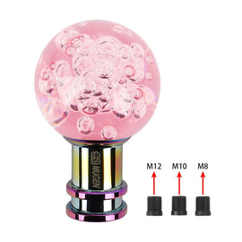 Brand New Mugen Universal Jdm Round Ball Crystal Pink Bubble Manual Car Racing Gear Shift Knob Shifter M12 M10 M8