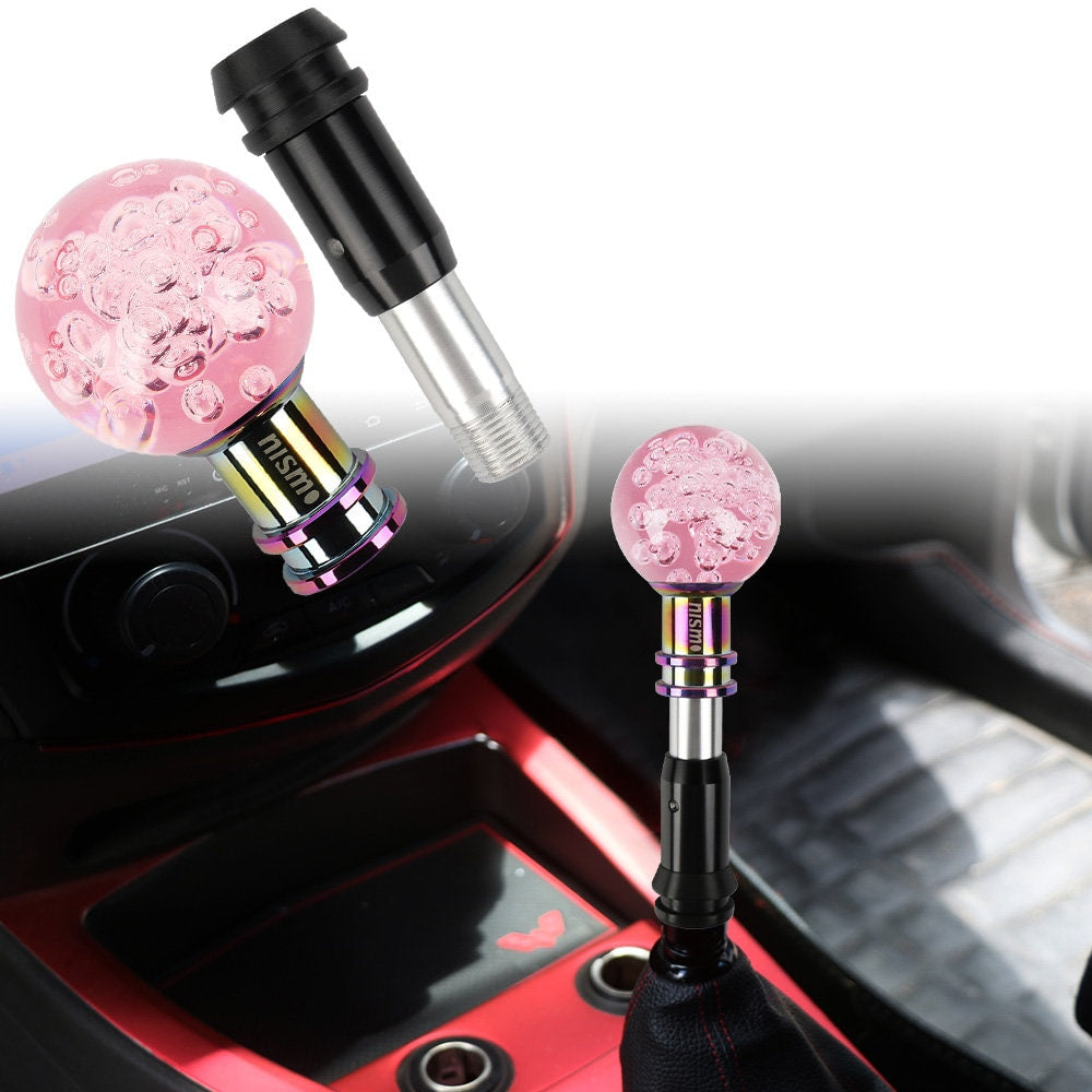 Brand New Universal Jdm Nismo Round Ball Pink Crystal Bubble Automatic Car Racing Gear Shift Knob Shifter M12 M10 M8