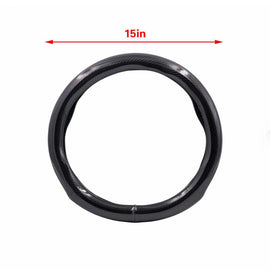 Brand New Black Carbon Fiber PU Leather Car Steering Wheel Cover Protector 15