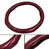 Brand New Red Carbon Fiber PU Leather Car Steering Wheel Cover Protector 15
