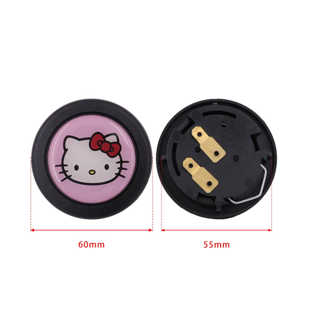 Brand New Universal Anime Hello Kitty Hentai Car Horn Button Black Steering Wheel Center Cap