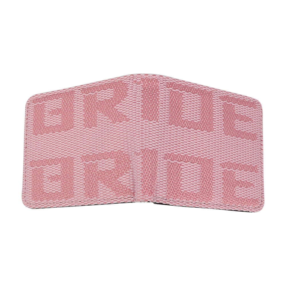 Brand New JDM Bride Pink Custom Stitched Racing Fabric Bifold Wallet Leather Gradate Men