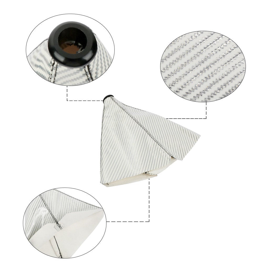 Brand New Universal Carbon Fiber Leather PVC Style Silver Stitch Leather Gear Manual Shifter Shift Knob Boot