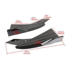 Brand New 2PCS V4 Universal ABS Rear Bumper Spoiler Lip Splitter Diffuser Body Kit Carbon Fiber Look