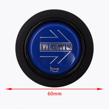 Load image into Gallery viewer, Brand New Universal Momo Car Horn Button Black/Blue Steering Wheel Center Cap W/Packaging