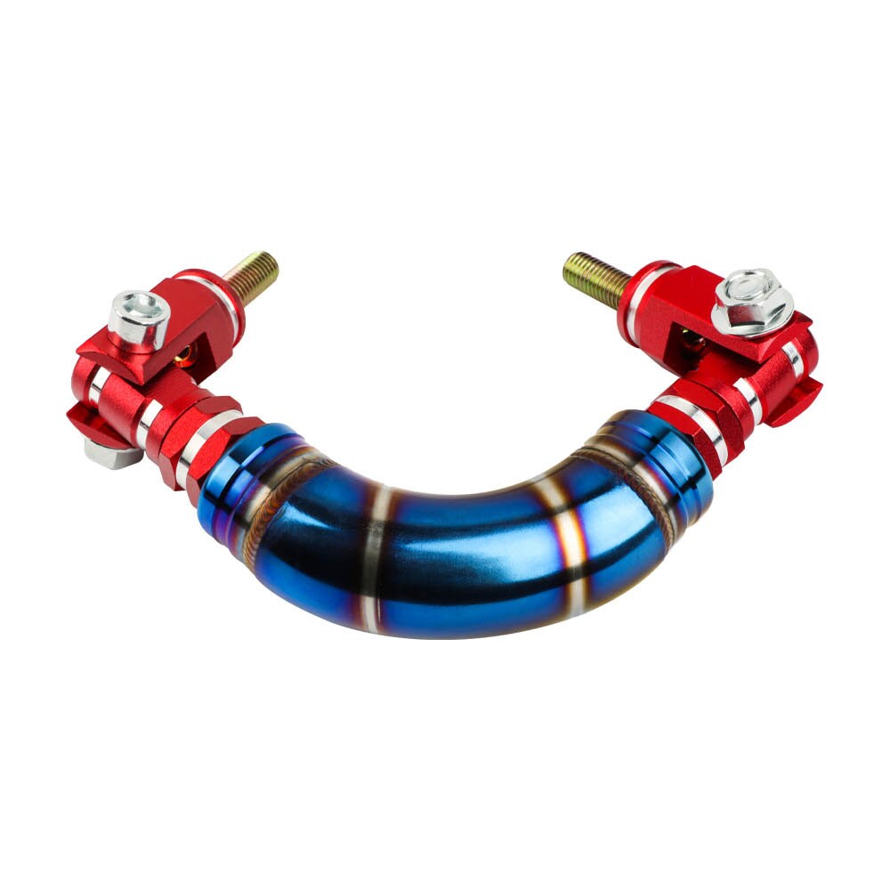 2-Pack JDM Titanium Blue/Red Aluminum Roll Bar Grab Handles – Universal Interior Roof Grips