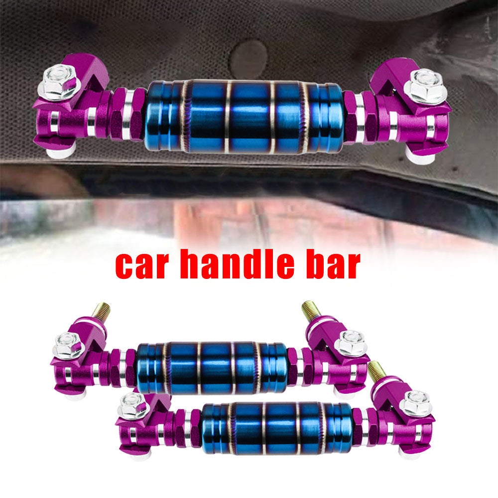 Brand New 2PCS Universal V2 JDM Titanium Blue / Purple Car Aluminum Roll Bar Grab Support Car Interior Grip Roof Handle