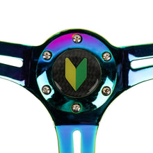 Load image into Gallery viewer, Brand New 350mm 14&quot; Universal JDM Beginner Leaf Green Deep Dish ABS Racing Steering Wheel Neo-Chrome Spoke