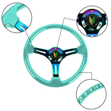 Load image into Gallery viewer, Brand New 350mm 14&quot; Universal JDM Beginner Leaf Green Deep Dish ABS Racing Steering Wheel Neo-Chrome Spoke