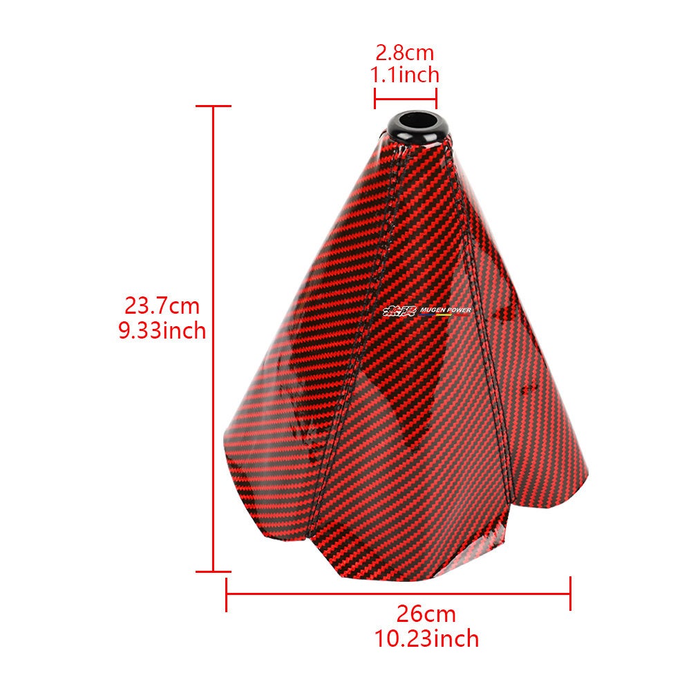 Brand New Universal Mugen Carbon Fiber Red Leather PVC Style Black Stitch Leather Gear Manual Shifter Shift Knob Boot