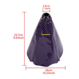 Brand New Universal Momo Carbon Fiber Purple Leather PVC Style Black Stitch Leather Gear Manual Shifter Shift Knob Boot