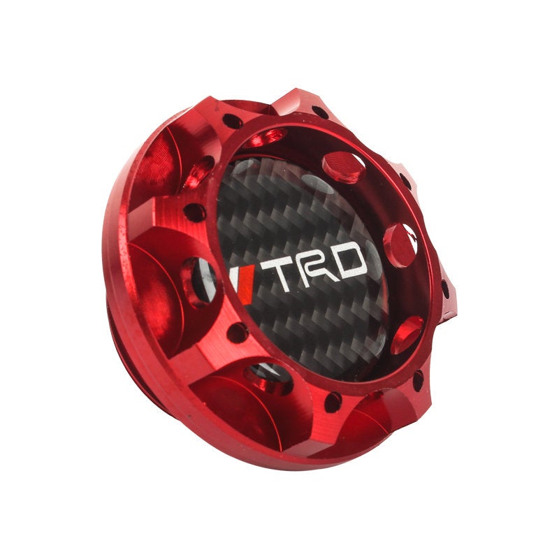 Brand New Jdm TRD Real Carbon Fiber Sticker with ALUMNIUM Red Billet Engine Oil FILLER Cap Toyota
