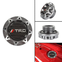 Load image into Gallery viewer, Brand New Toyota TRD Real Carbon Fiber Sticker ALUMNIUM Gunmetal Billet Engine Oil FILLER Cap
