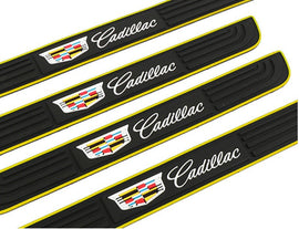 Brand New 4PCS Universal Cadillac Yellow Rubber Car Door Scuff Sill Cover Panel Step Protector