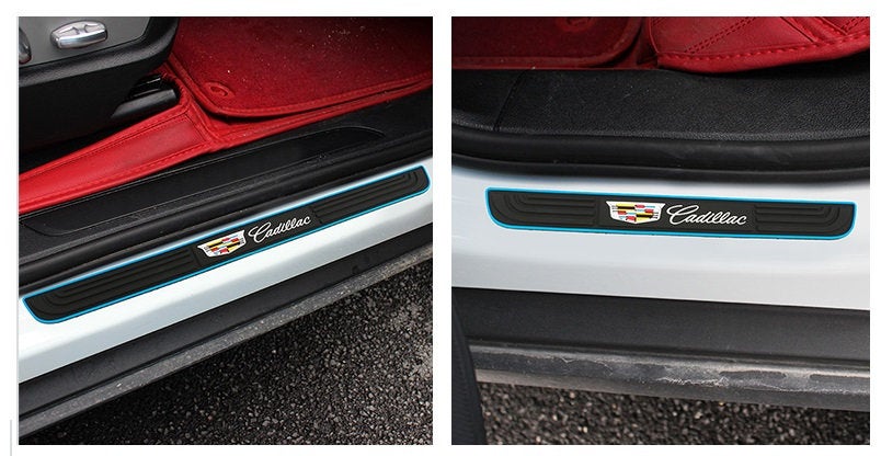 Brand New 4PCS Universal Cadillac Yellow Rubber Car Door Scuff Sill Cover Panel Step Protector