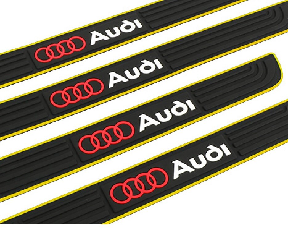 Brand New 4PCS Universal Audi Yellow Rubber Car Door Scuff Sill Cover Panel Step Protector