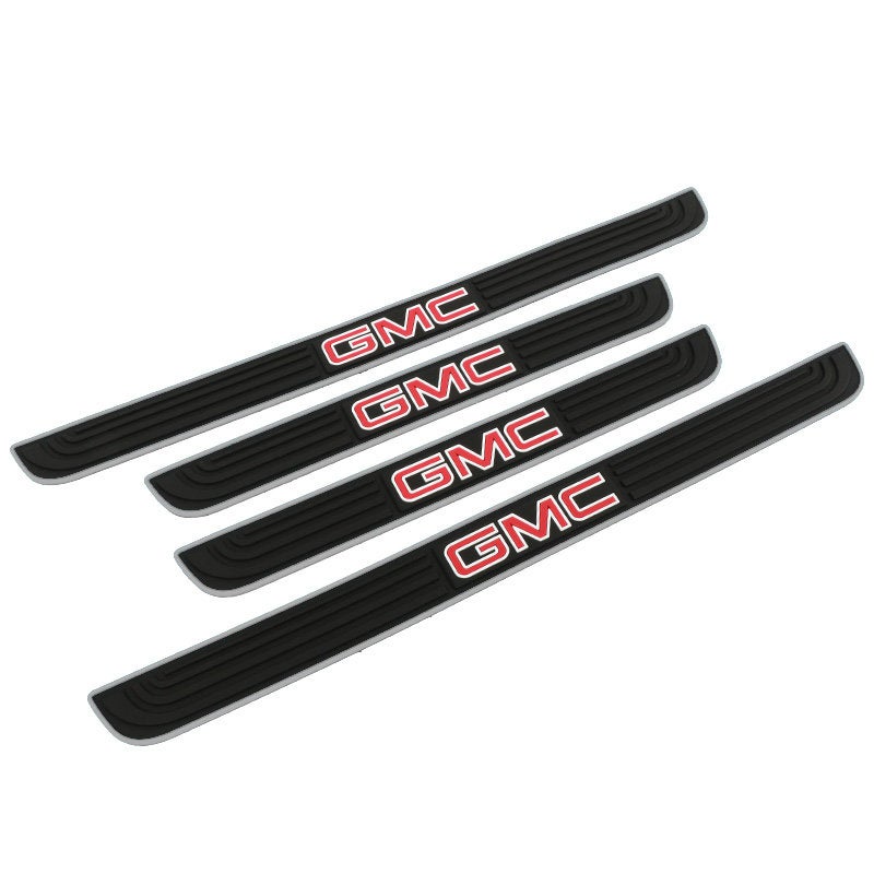 Brand New 4PCS Universal GMC Silver Rubber Car Door Scuff Sill Cover Panel Step Protector