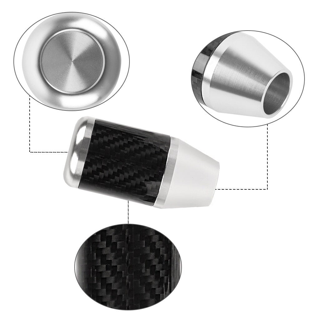 Brand New Universal 6 SPEED Silver Real Carbon Fiber Racing Gear Stick Shift Knob For MT Manual M12 M10 M8