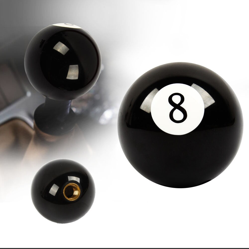 Brand New Universal #8 Billiard Ball Round Shift Knob+ Black Adapter For Non Threaded Shifters M12x1.25