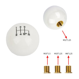 Brand New Universal 6 Speed Fuckin' Fast Round White Ball Gear Shift Knob Lever M8 M10 M12 Thread