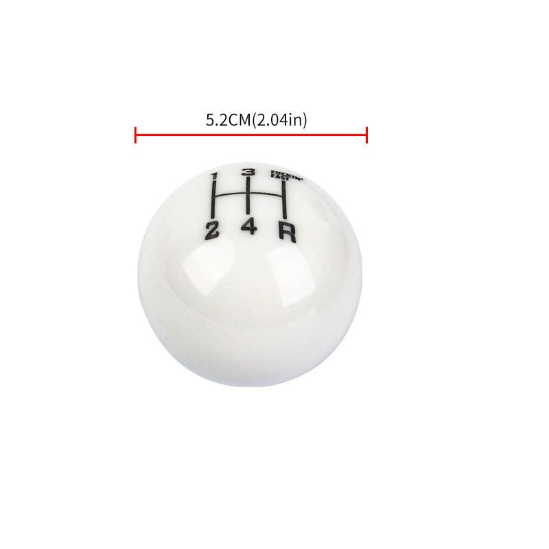Brand New Universal 5 Speed Fuckin' Fast Round White Ball Gear Shift Knob Lever + Silver Adapter For Non Threaded Shifters M12x1.25