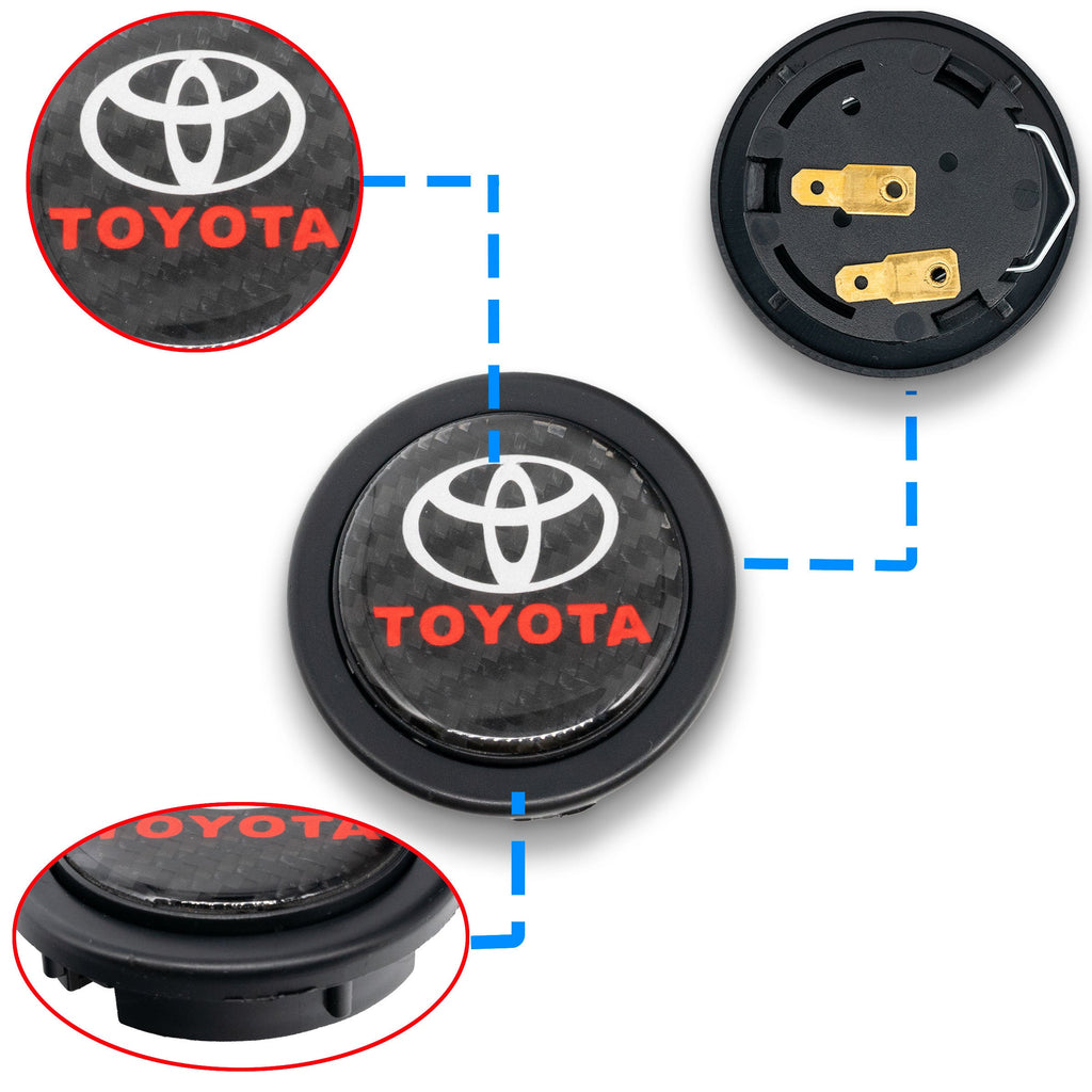 Brand New Universal Jdm Toyota Car Horn Button Steering Wheel Center Cap Carbon Fiber