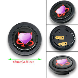 Brand New Universal Devil Heart Hentai Car Horn Button Black Steering Wheel Center Cap