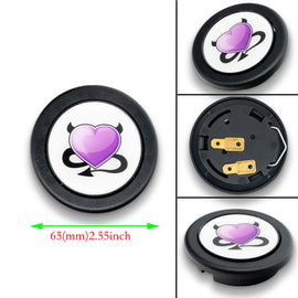 Brand New Universal Devil Heart Anime Hentai Car Horn Button Black Steering Wheel Center Cap