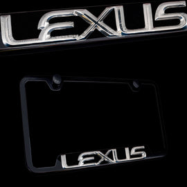 Brand New 1PCS Official Licensed Product Lexus 3D Black Stainless Steel License Plate Frame - GF.LEX.CB