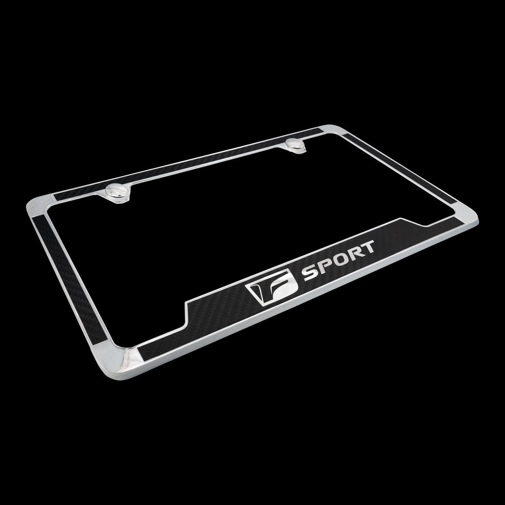 Brand New 2PCS Official Licensed Product Lexus F-Sport Carbon Fiber Stainless Steel License Plate Frame