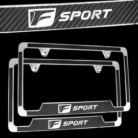 Brand New 2PCS Official Licensed Product Lexus F-Sport Carbon Fiber Stainless Steel License Plate Frame