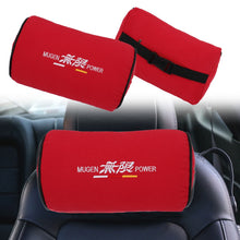 Load image into Gallery viewer, Brand New 2PCS JDM Mugen Red Fabric Material Car Neck Headrest Pillow Fabric Racing Seat