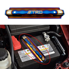 Brand New UNIVERSAL TRD Titanium Aluminum Car Battery Tie Down Mount Bracket Brace Bar