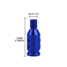 Brand New Universal Blue Aluminum Shift Knob Adapter For Non Threaded Shifters M12x1.25