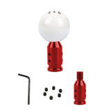 Brand New Universal 5 Speed Fuckin' Fast Round White Ball Gear Shift Knob Lever + Red Adapter For Non Threaded Shifters M12x1.25